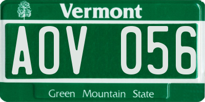VT license plate AOV056