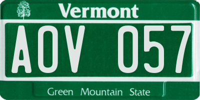 VT license plate AOV057