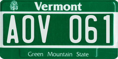 VT license plate AOV061