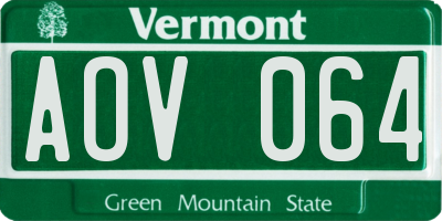 VT license plate AOV064