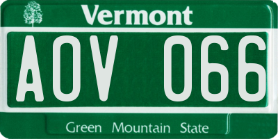 VT license plate AOV066