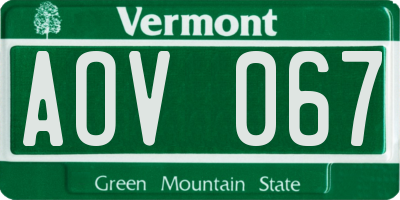 VT license plate AOV067