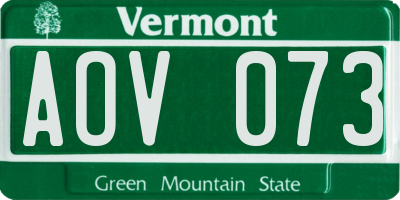 VT license plate AOV073