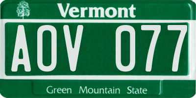 VT license plate AOV077