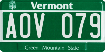 VT license plate AOV079