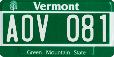 VT license plate AOV081