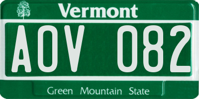VT license plate AOV082