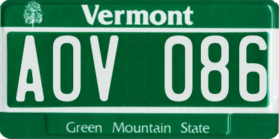 VT license plate AOV086