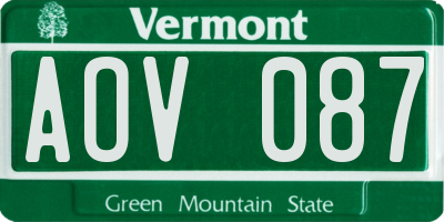 VT license plate AOV087