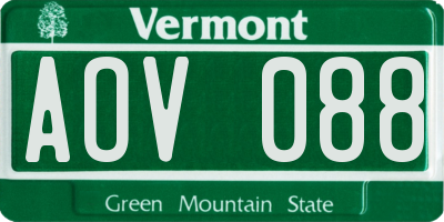 VT license plate AOV088