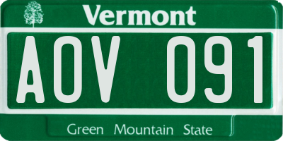 VT license plate AOV091