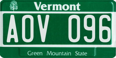 VT license plate AOV096