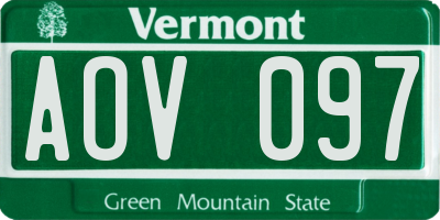 VT license plate AOV097