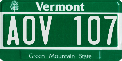 VT license plate AOV107