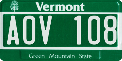VT license plate AOV108