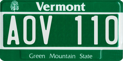 VT license plate AOV110