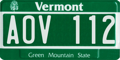 VT license plate AOV112