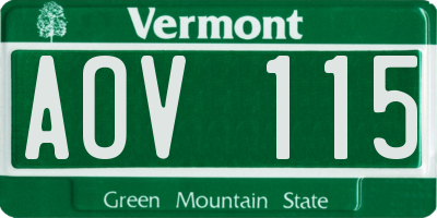 VT license plate AOV115