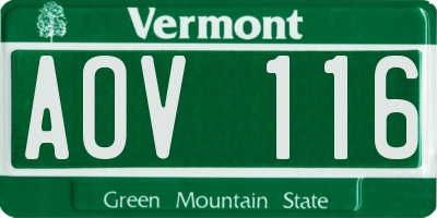 VT license plate AOV116