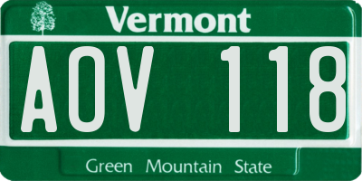VT license plate AOV118