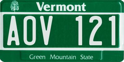 VT license plate AOV121