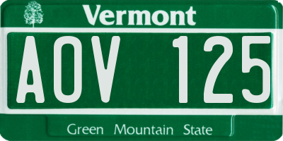 VT license plate AOV125