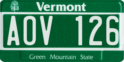 VT license plate AOV126