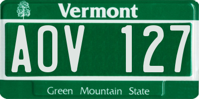 VT license plate AOV127