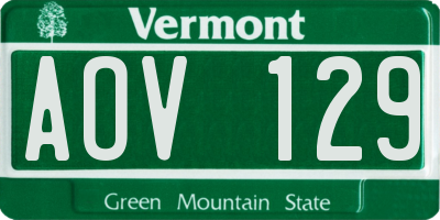 VT license plate AOV129