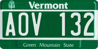 VT license plate AOV132