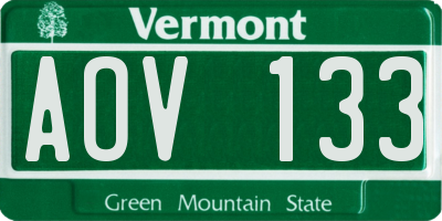VT license plate AOV133