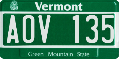 VT license plate AOV135