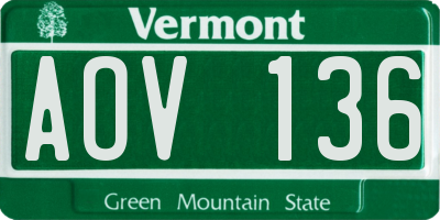 VT license plate AOV136