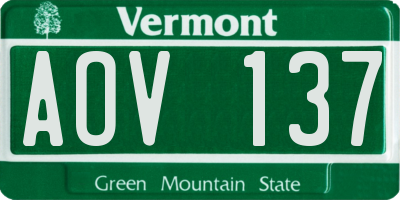 VT license plate AOV137