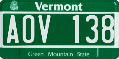 VT license plate AOV138