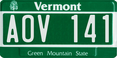 VT license plate AOV141