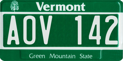 VT license plate AOV142