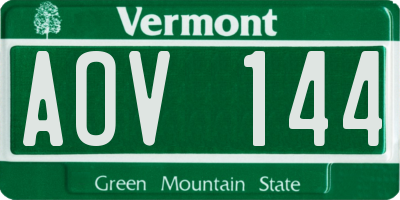 VT license plate AOV144