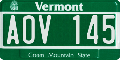 VT license plate AOV145