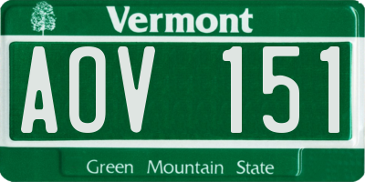 VT license plate AOV151