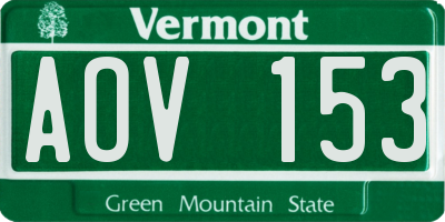 VT license plate AOV153
