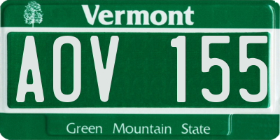 VT license plate AOV155