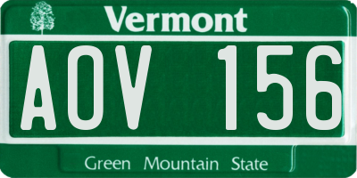 VT license plate AOV156