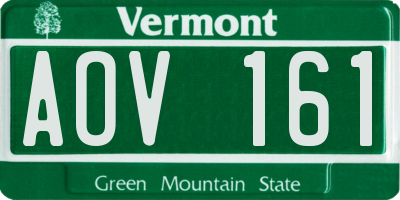 VT license plate AOV161