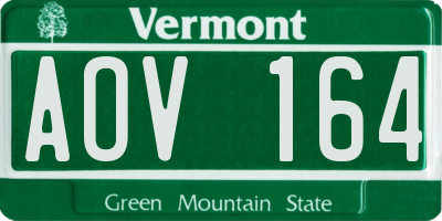 VT license plate AOV164