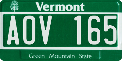 VT license plate AOV165