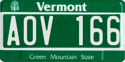 VT license plate AOV166