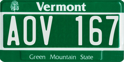 VT license plate AOV167