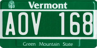 VT license plate AOV168