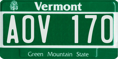 VT license plate AOV170